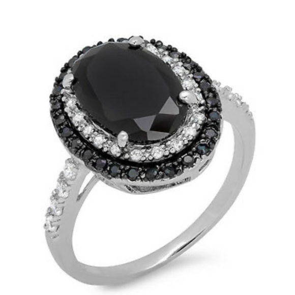 NEW 925 sterling Silver Oval Cut Black Sapphire - Picture 3 of 7